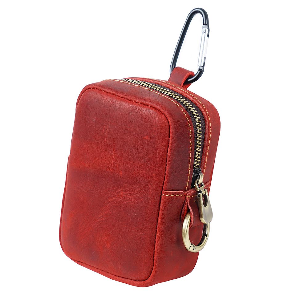 Whatna Натуральная Толстая Коровья Кожа Монетница Мини-Карабин Петля для Ремень Мини-Поясная Сумка Натуральная Кожа с Ушком для Ключей Кейс для Наушников Кошелек, Кейс,