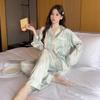 Пижама женская высокого класса Ins Style Lapel Весна и лето Домашний комплект с длинными рукавами