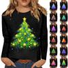 Женская свободная удобная повседневная модная толстовка с V-образным вырезом и рождественским принтом с длинным рукавом