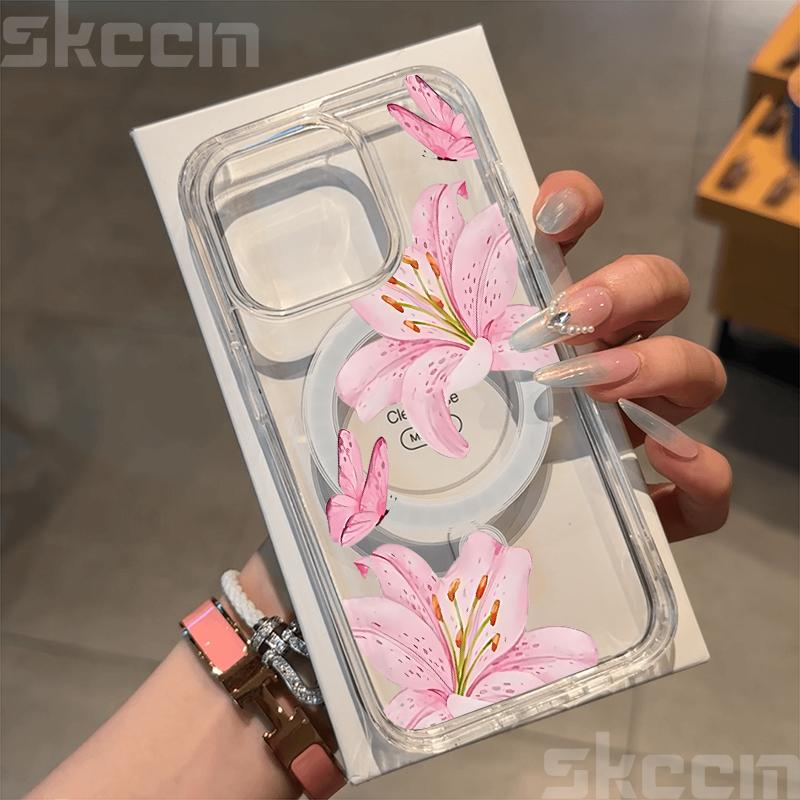 Flower Hibiscus Floral Case For Samsung Galaxy S25 Ultra S24 FE S23 S22 S21 S20 Plus A55 Magsafe Magnetic Wireless Charge Cover