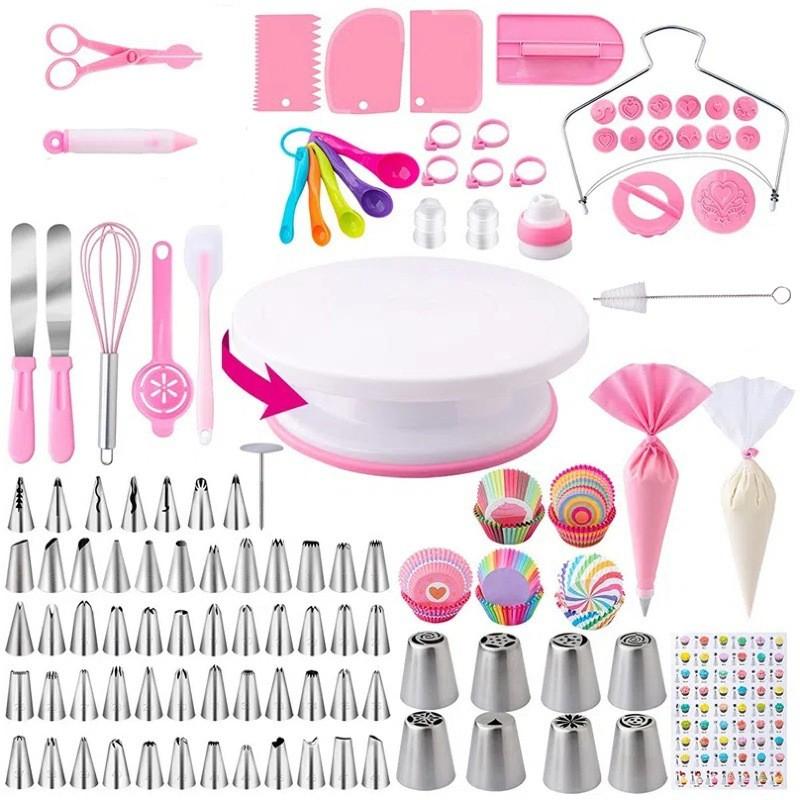 305-Piece Cake Turntable Set With Piping Tips Bags Tools Home Baking Decoration DIY Pastry Kit