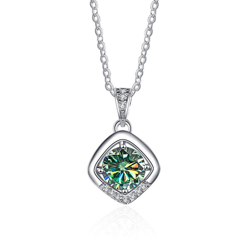 Bague Ringen 1ct VVS D Цветной Муассанит Бриллиантовое Ожерелье Для Женщин Серебро 925 Ювелирные Изделия Женский Простой Темперамент Цепочка На Ключицу