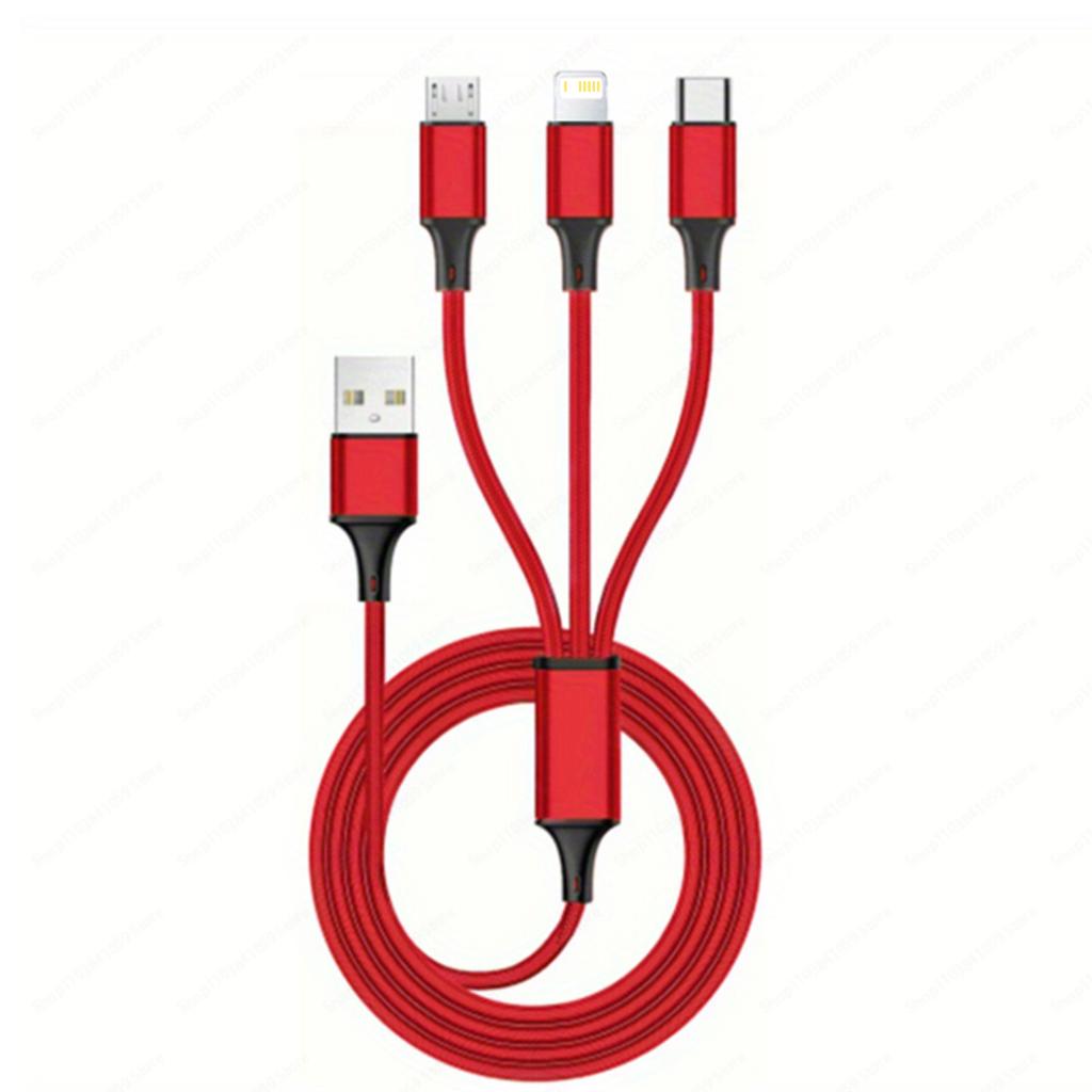 3 In 1 USB Type C Cable Phone Charge Cable Nylon Braided Universal Charging Cord For Iphone 16 15 14 13 12 Pro Max Xiaomi Huawei
