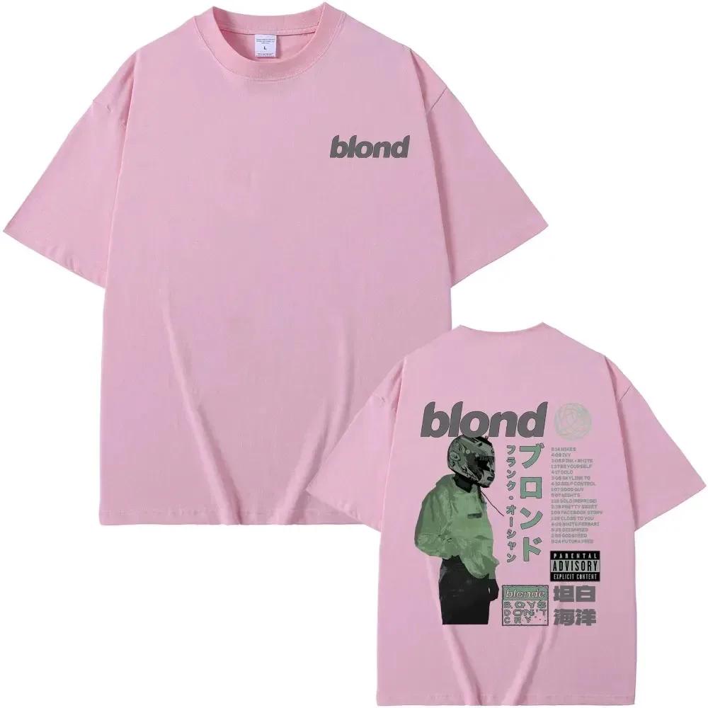 Streetwear Rapper Frank Double Sided Print T Shirt Rap Men's Blond Hip Hop Tshirt Ocean Oversized Women Casual Pure Cotton Tees