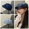 Street Style Retro Forward Hat Cotton Women Artist Hat Vintage Denim Berets Cap  Party