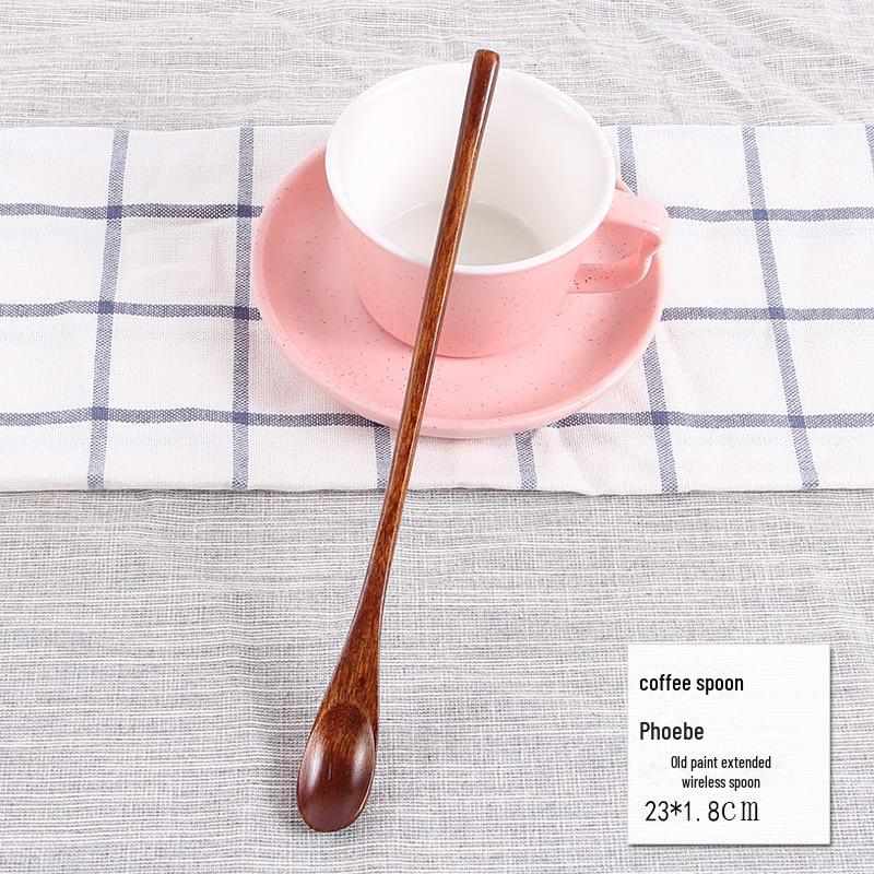 Деревянная ложка для размешивания кофе в японском стиле с длинной ручкой