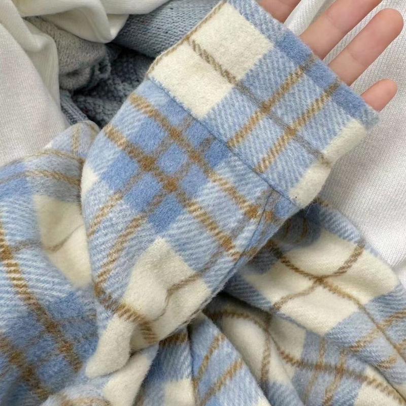 Весенне-осенняя женская рубашка с воротником поло, свободная повседневная клетчатая блуза, большой кардиган, женская блузка в корейском стиле