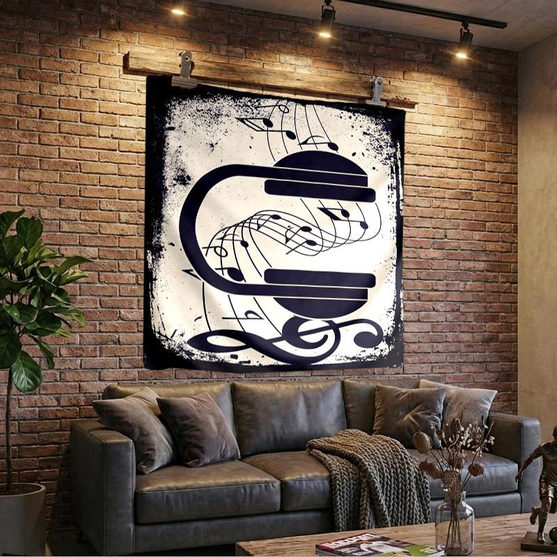 Music Notes Sparkle Printed Tapestry, Wall Hanging,Livingroom, dormitory, Large Wall Decor, Fabric Decor Fan Birthday Gifts