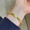 Позолоченный браслет-манжета с символом Фу и эффектом колотого льда - Женский роскошный браслет из имитации золота