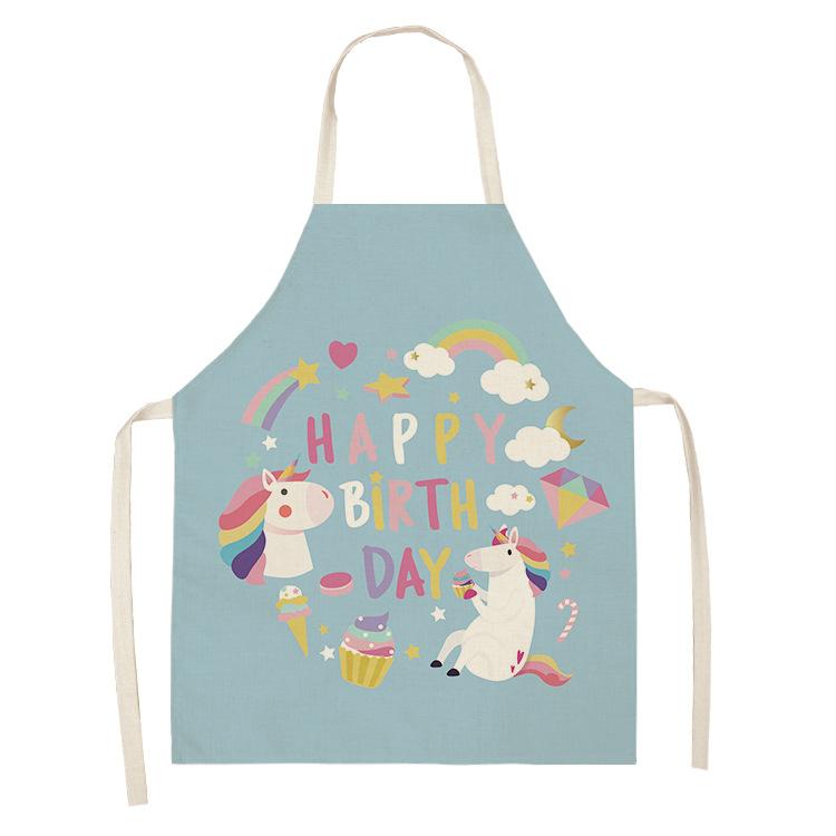 Цельный кухонный фартук с мультяшным единорогом и музыкальным принтом, хлопковый льняной фартук без рукавов, мужские и женские бытовые чистящие средства