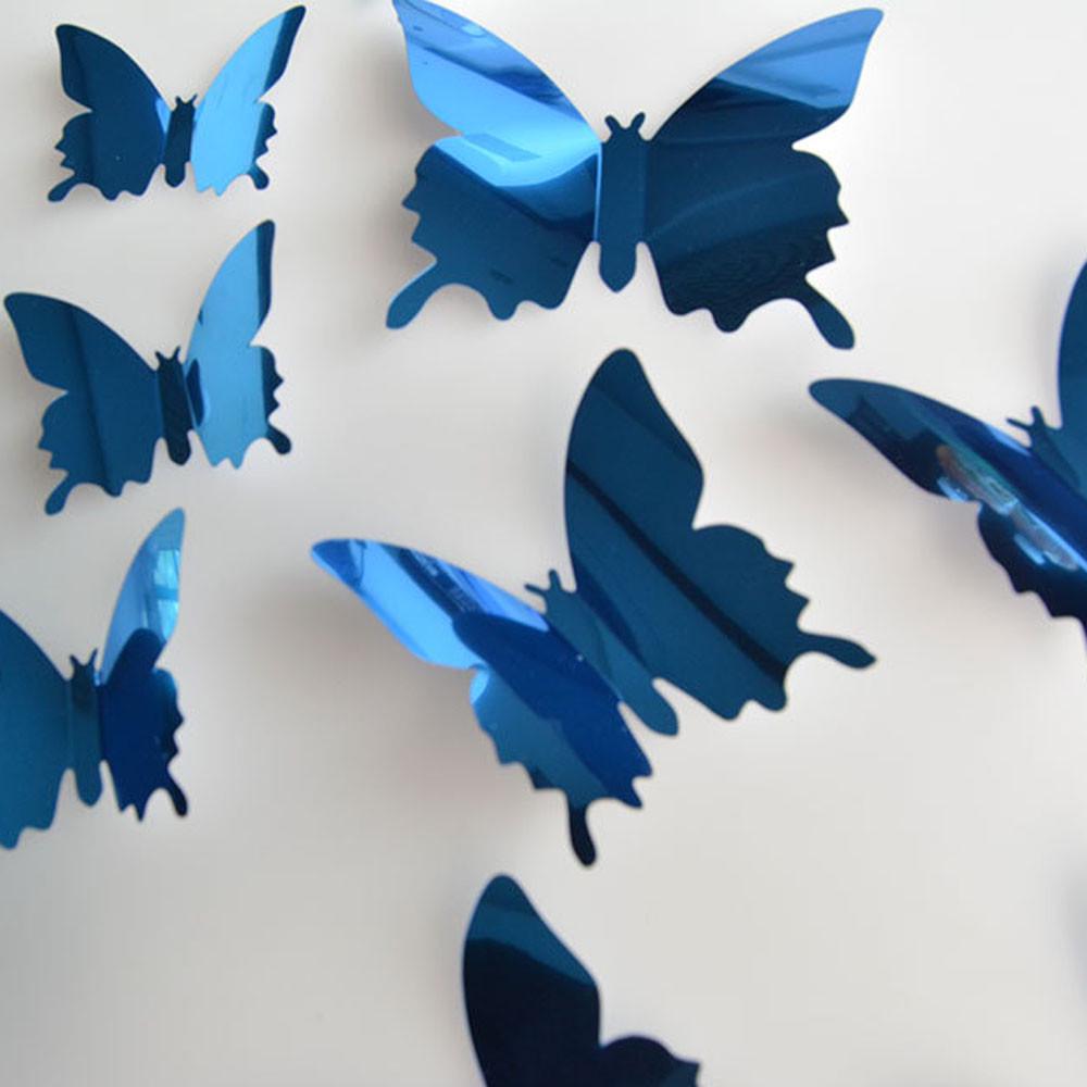 12PCS Butterfly  Mirror Decoration Home Room Art 3D DIY Wall Stickers