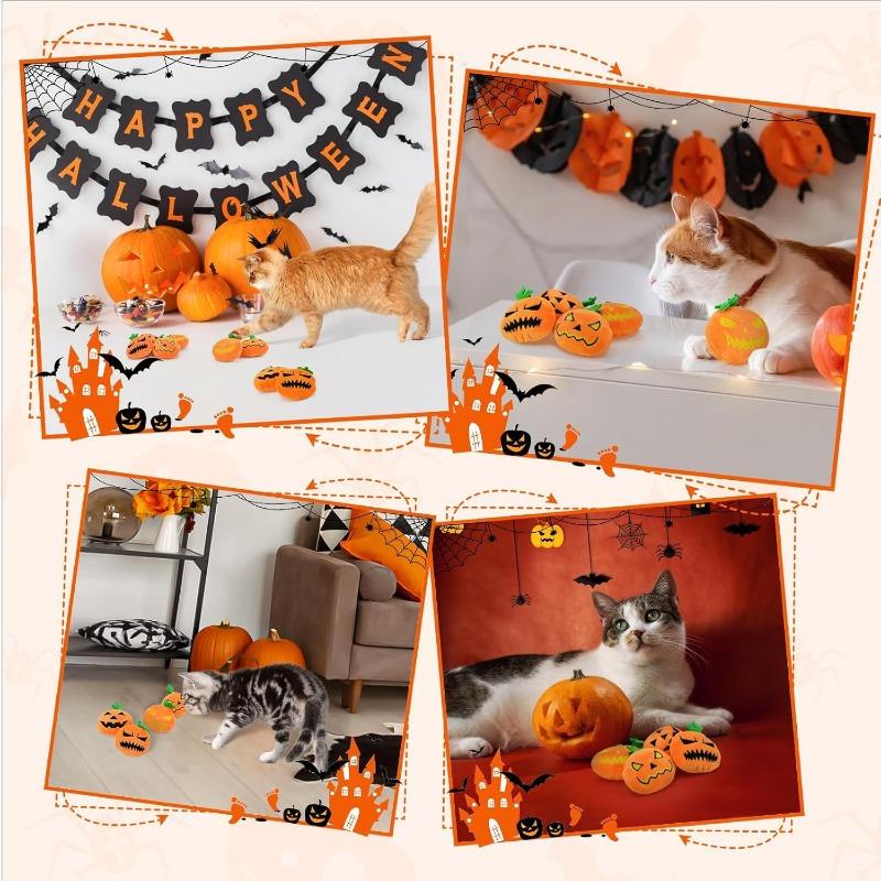 Large Pumpkin Ghost Face Shape Halloween Cat Toy with Bite Resistant Teeth Grinding New Cat Toy