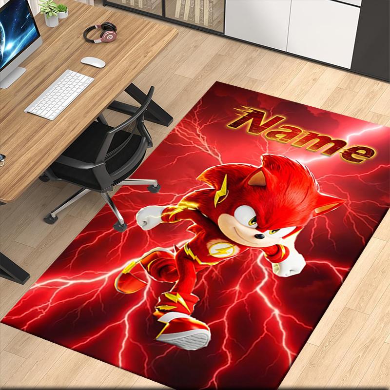 Custom Name Sonic Printed Carpet Rug For Office Chair Living Room Bedroom Kitchen Room Decor Gifts