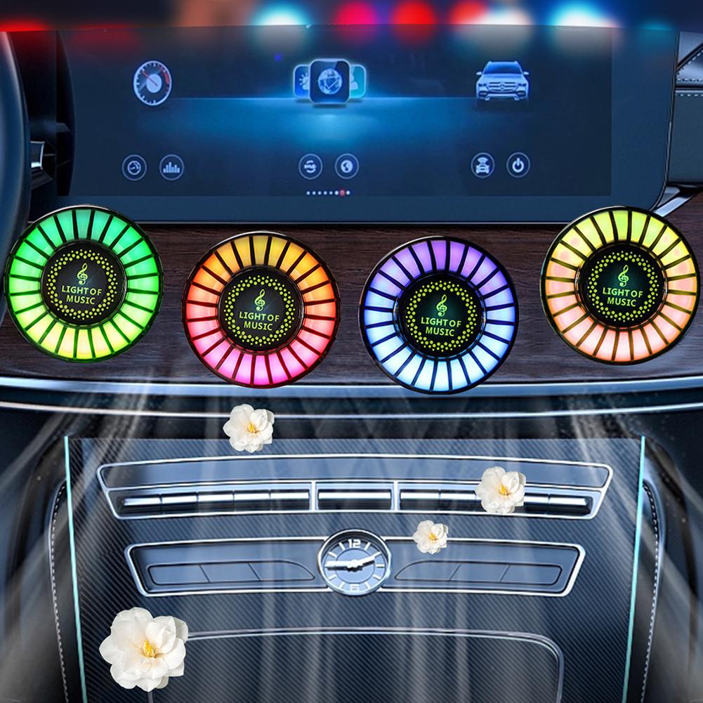 Car LED Sound Control Pickup Rhythm Lights Air Freshener RGB Voice Activated Atmosphere Rhythm Light APP Control Multi-Color