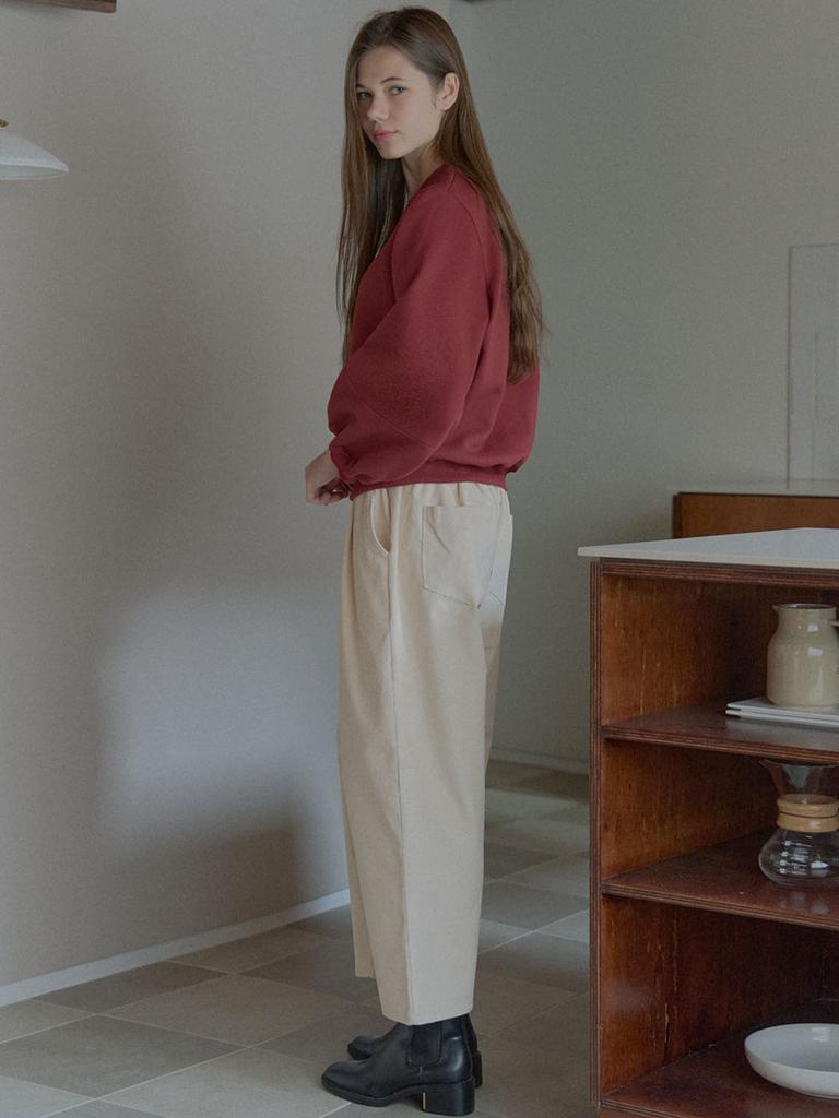 AVANT-G Corduroy Crop Banding Pants - Cream