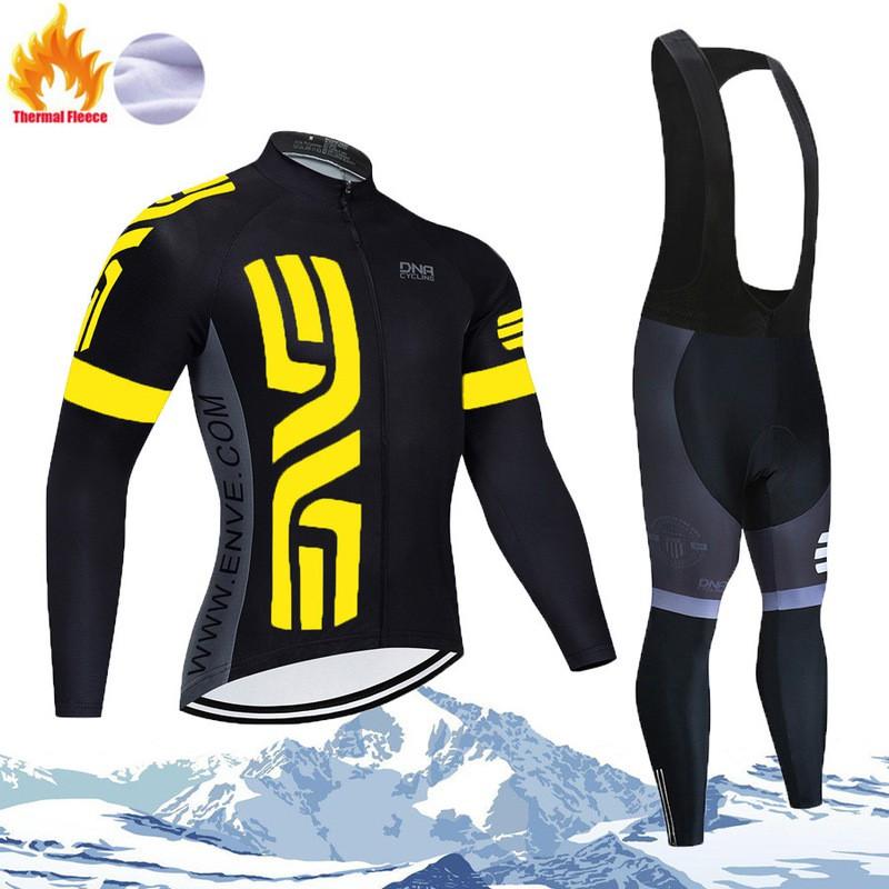 Winter Cycling Thermal Fleece Long Sleeve Set Men Women - Warm Breathable Bike Apparel