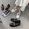Lan Cabinet Home 2025 French Silver Single Shoes Women's Small Leather Shoes Soft Sole One-word Belt Height Increasing Mary Jane Shoes