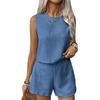 2 шт./комплект женский жилет шорты костюм круглый вырез без рукавов однотонный топ с высокой талией короткие брюки отпуск повседневный наряд летняя пляжная одежда
