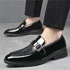 New Black Brown Monk Strap Loafter Men's Glossy Patent Leather Casual Shoes Designer Formal Wedding Dress Homecoming Footwear