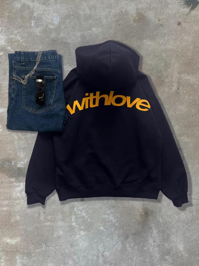 Withlove Letter Printed Hoodie Men Women Couple's Oversized Sweatshirt Harajuku Streetwear Tracksuit Female Male Clothing