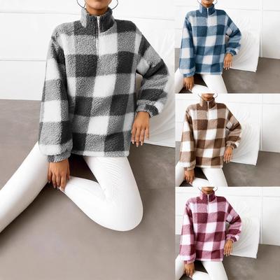 2025 Новый Повседневный Пуловер с Воротником-стойкой, на Молнии, с Длинным Рукавом, Многоцветная Женская Плюшевая Толстовка