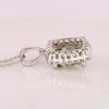 Green Amethyst Cushion Pendant 925 Sterling Silver Rhodium Plated White Topaz Handmade Fine Jewelry Gift for Her