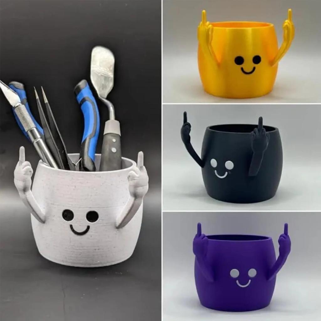 Держатель для карандашей на средний палец, настольный органайзер, забавная чашка для ручек, держатель для кистей для макияжа, уникальный настольный орган для творчества