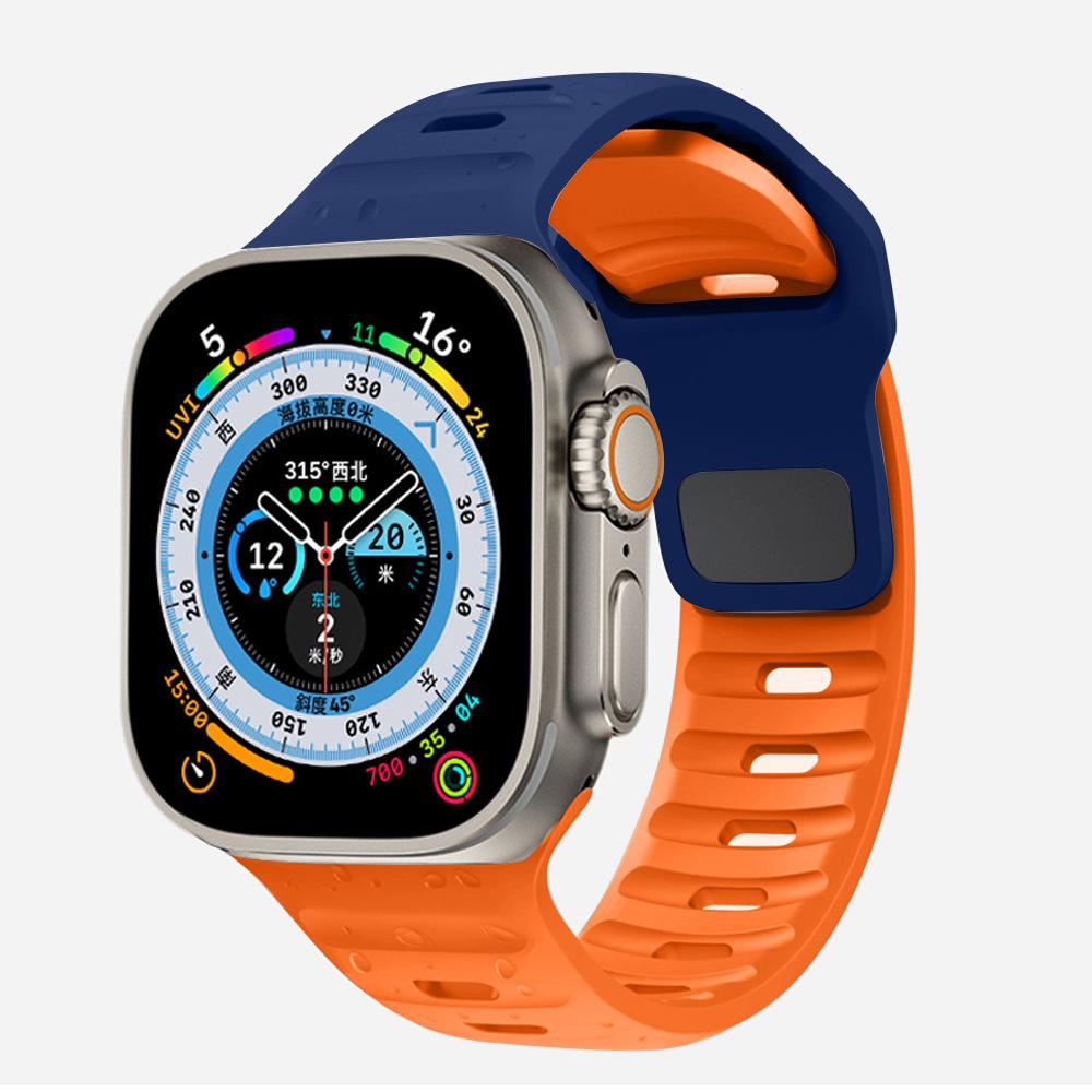 Спортивный ремешок для Apple Watch Ultra 9 8 7 6 SE 5, мягкий силиконовый легкий браслет-ремешок для iWatch 38 мм, 40 мм, 42 мм, 44 мм, 45 мм, 49 мм