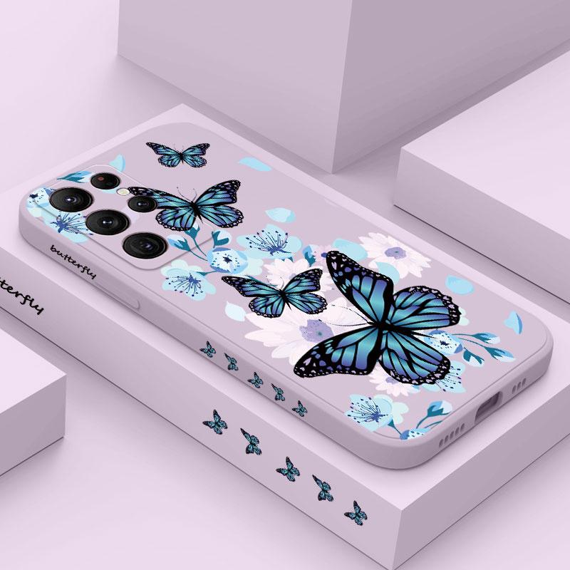 Aurora Butterfly Phone Case For Samsung Galaxy S25 S24 S23 S22 S21 S20 Ultra Plus FE S10 Note 20 ultra 10 9 Plus Cover