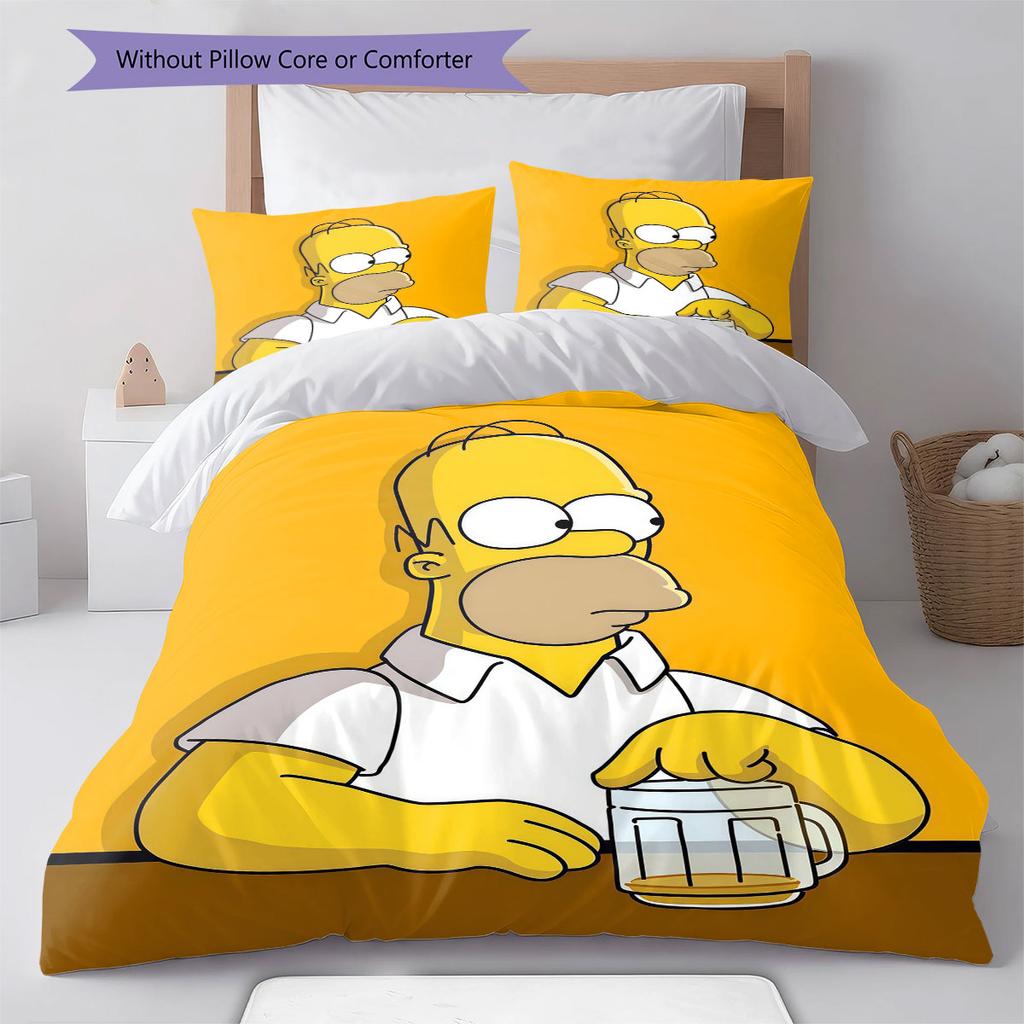Homer Pattern Bedding Home Decoration Birthday Gift ( 1 duvet cover + 2 pillowcase, without core),fan merchandise.