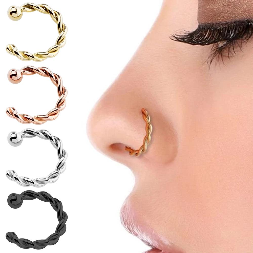 Украшения для девочек Фейковый септум Женские Мужские Кольца-пирсинги для носа Витое кольцо из титана Фейковое кольцо для носа