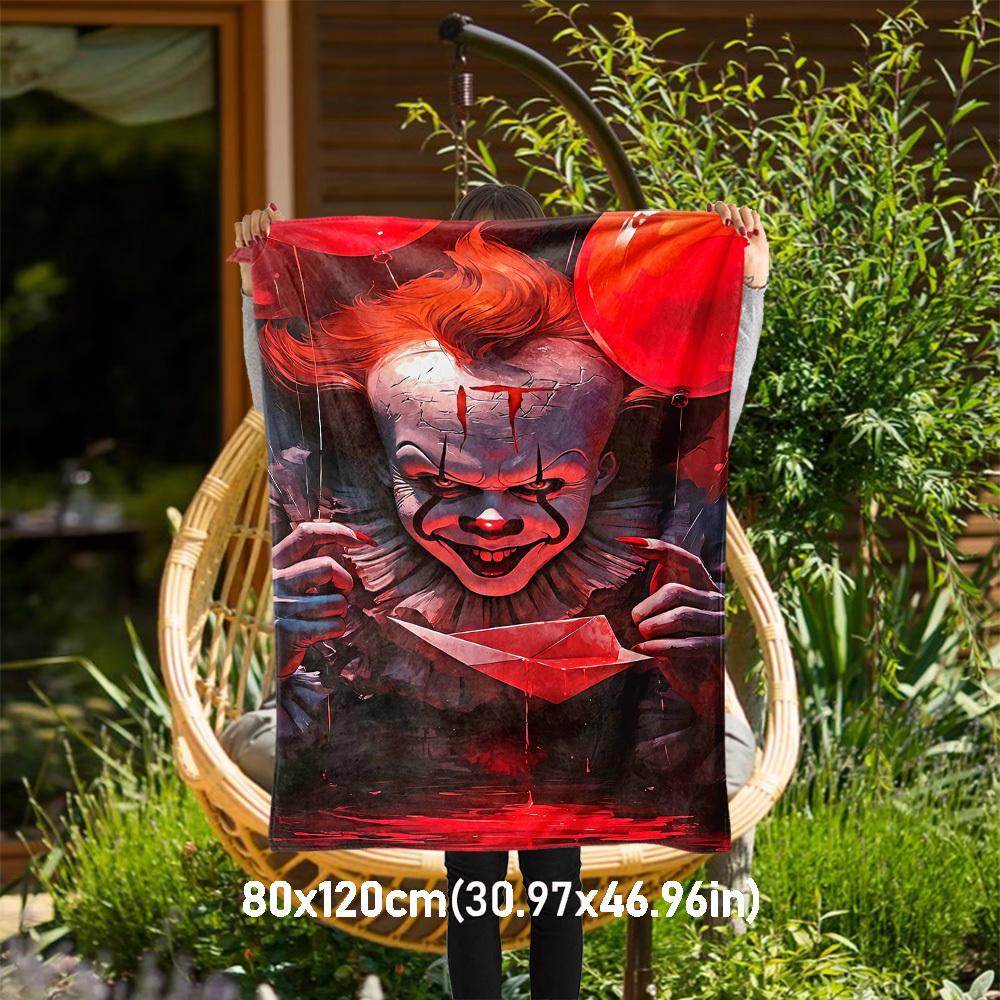 clown, balloons, blood - Throw Blanket, Soft Bedding Cover, Flannel Blankets, Living Room, Travel, Camping,All Seasons Use06