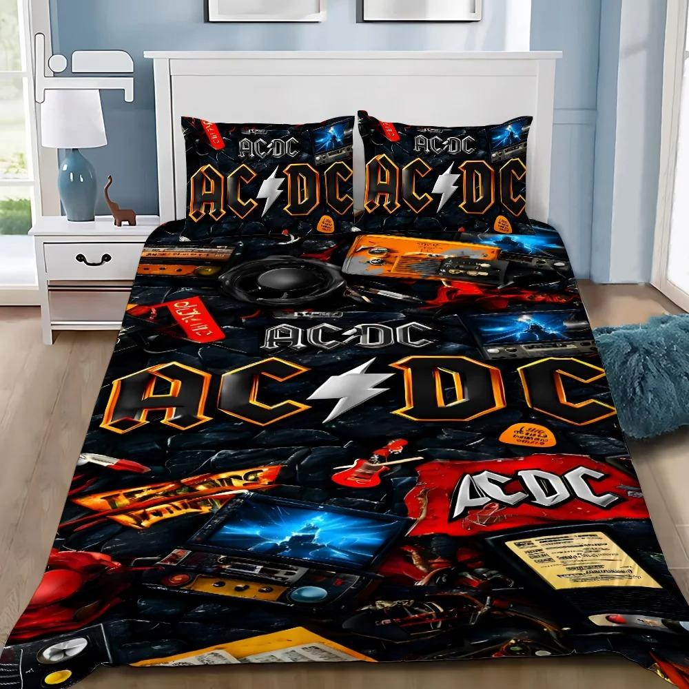 Fashion Ac/Dc Rock Band Duvet Cover Pillowcase Bedding Set Adult Boy Girl Bedroom Decoration Single Double Large Size