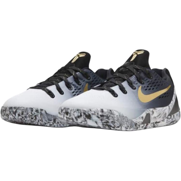 Nike Детские баскетбольные кроссовки Kobe 9, противоскользящие, износостойкие, низкие, черные с белым, кроссовки FV3607-002