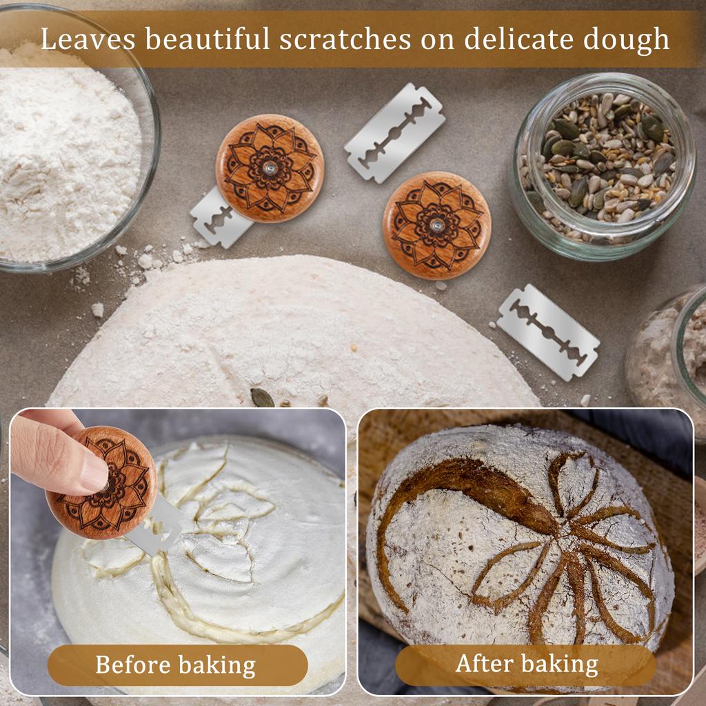 Инструмент Ламе для хлебопекарни Деревянный скребок Нож/слайсер/резак для хлеба Тесто пекарское Инструмент для надрезания теста Ламе с лезвием Портативный инструмент для надрезания хлеба