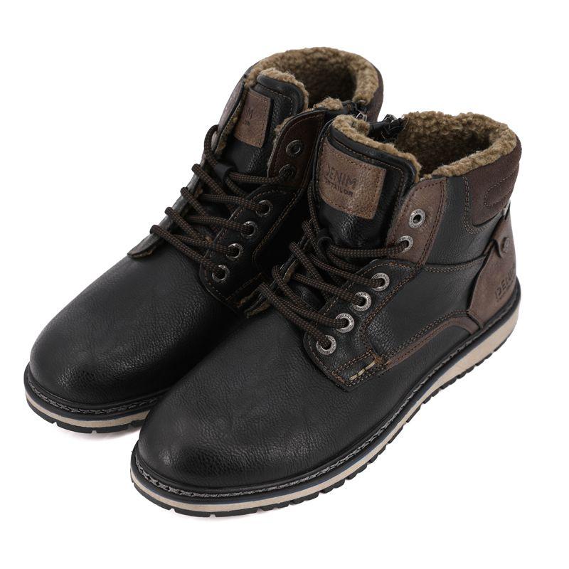 Men's High-top Sneakers In Old Leather Effect with Fur Lining by TOM TAILOR