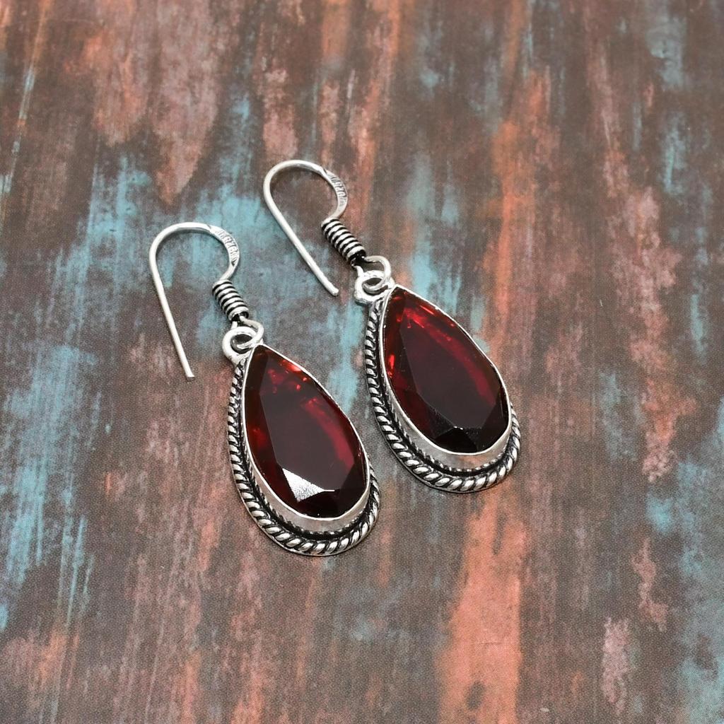 Ювелирные серьги ручной работы из стерлингового серебра 925 пробы с роскошным мозамбикским гранатом и драгоценными камнями