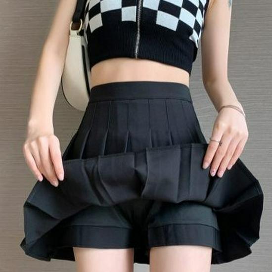 Новая женская плиссированная миди-юбка: Слимминг, Высокая талия, Дышащий, Эластичная талия, с карманами.