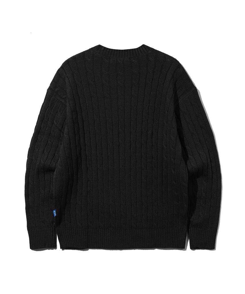 UCLA Unisex Round Neck Cable Knit [Black] (Ua9Lk10)