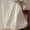 Черные длинные юбки, женские японские каваи, консервативный стиль, юбка Лолита, женские французские винтажные двухслойные кружевные плиссированные юбки с рюшами