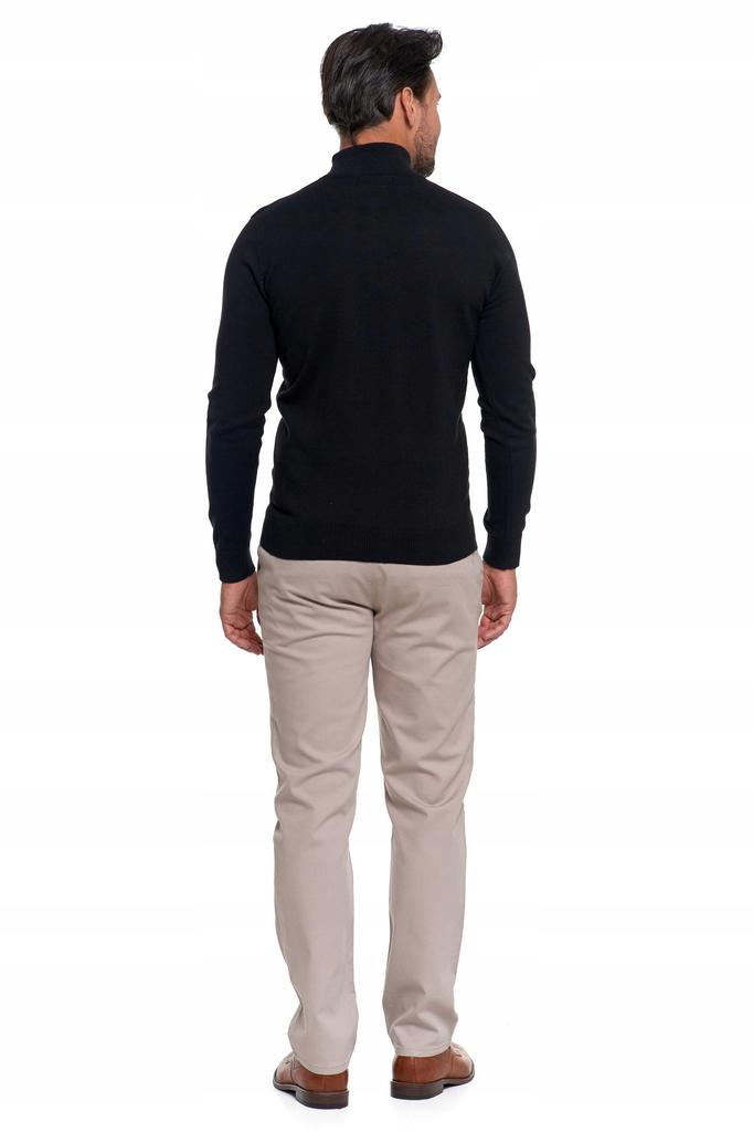 Men's Cotton Sweater with Stand-Up Collar and Zipper Elegant Cotton MORAJ 3XL BLACK