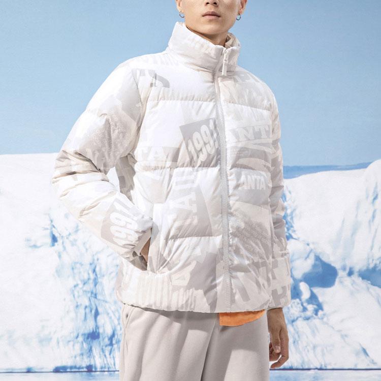 Anta Теплый спортивный пуховик с буквенным принтом и логотипом, мужская верхняя одежда, белый 152148904-2