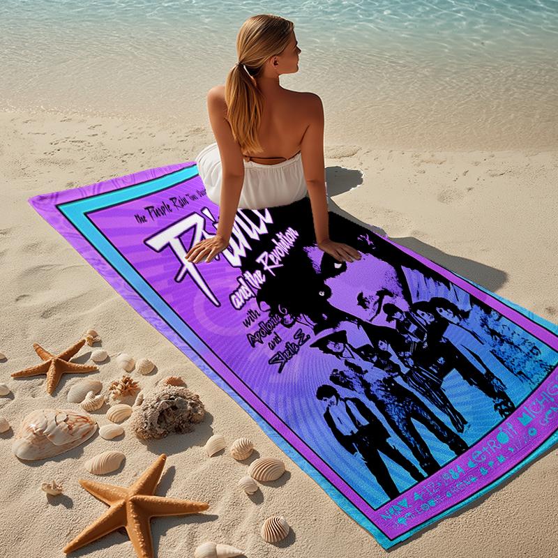 proof beach towel with a Purple Rain3 pattern - soft,absorbent,quick-drying,machine washable - perfect for swimming,camping,bathing