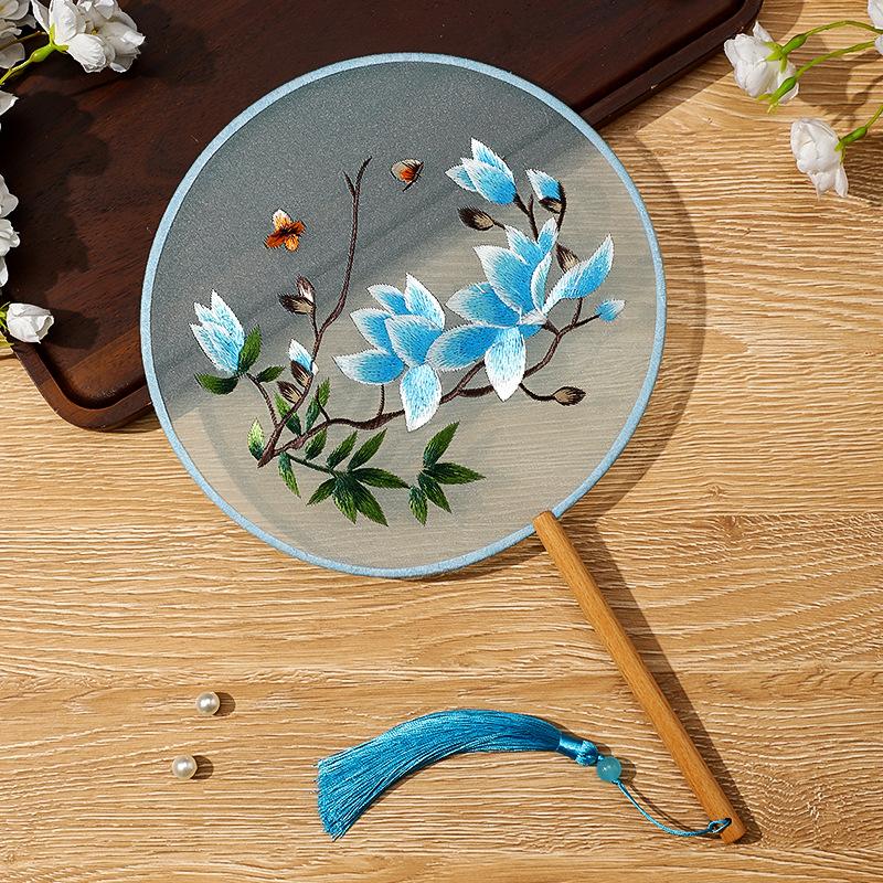 Китайский веер оптом полупрозрачный длинный веер с кисточками для танцев женский костюм ханьфу чонсам вышивка маленький круглый веер