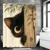 Cartoon Black Cat Shower Curtain, Bathroom Decorative Shower Curtain, Waterproof Shower Curtain with Hooks