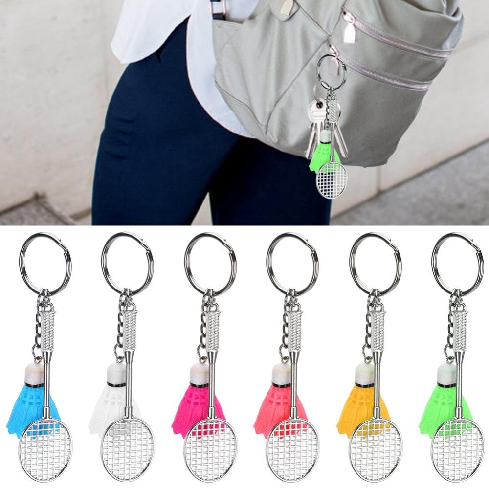 6pcs Lightweight Material Badminton Keychain Compact Size Sports Keychain For Sports Lovers