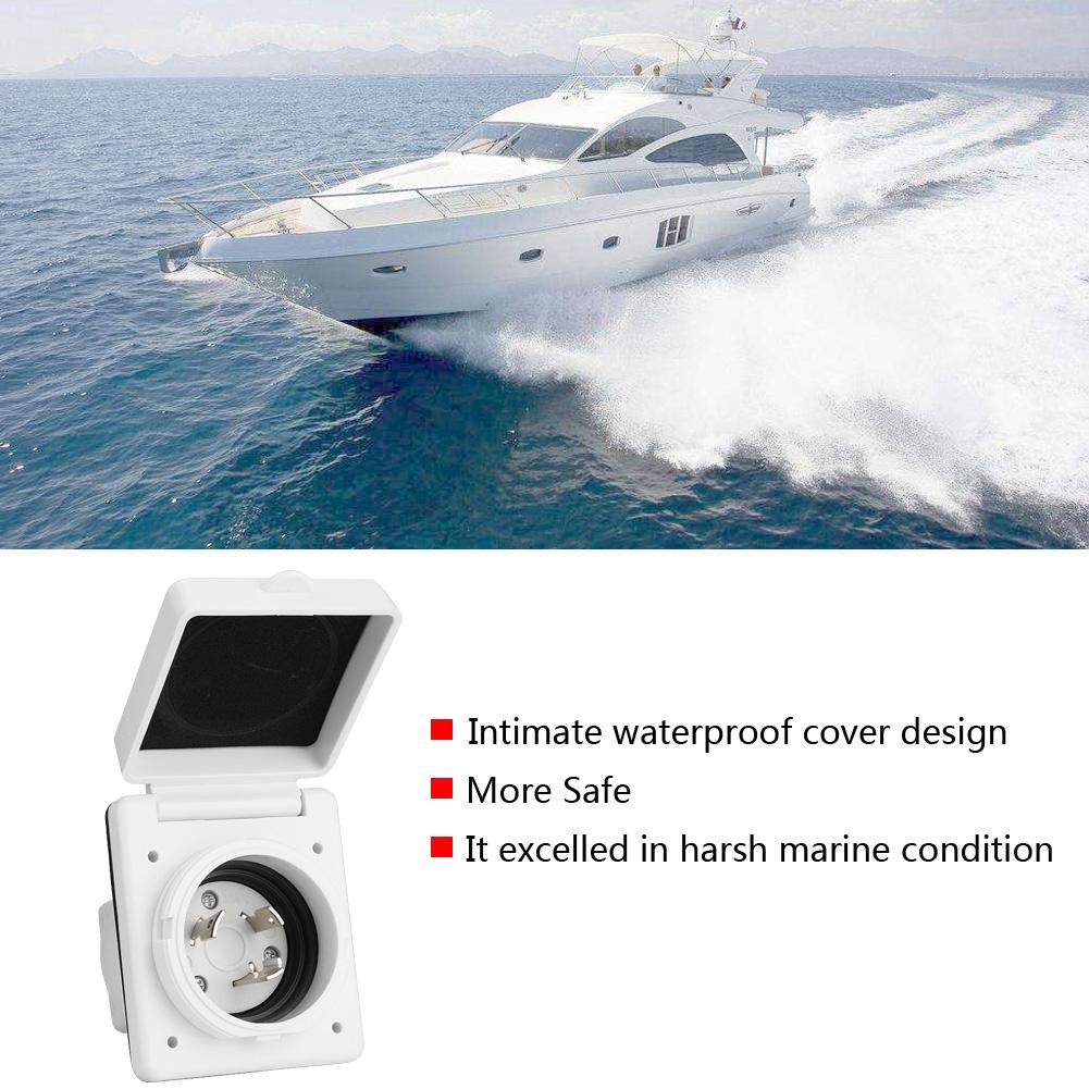 125V 30A RV Marine Power Cord Twist Electrical Lock White Inlet with Waterproof Cover
