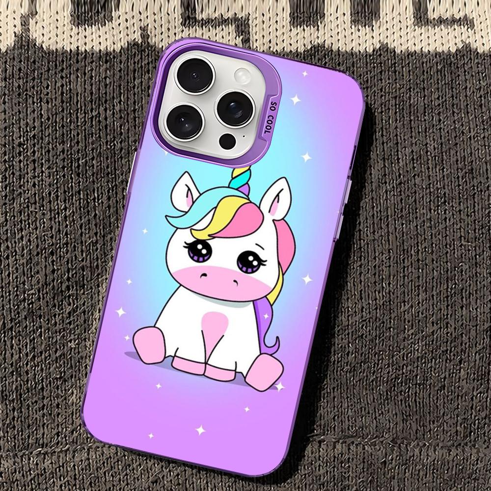 Мультяшный чехол для телефона с единорогом для iPhone 16 15 14 13 12 11 Pro Max X XR XSMAX 8 7 Plus Матовый противоударный задний чехол
