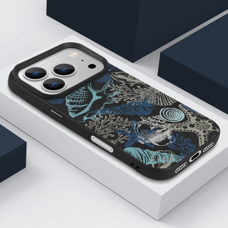 Модный Чехол В Морском Стиле С Рисунком Китов Для iPhone 17 16 Pro Max Роскошная Матовая Силиконовая Крышка С Текстурой Кожи Для iPhone 15 14 13 Pro Max 11 16e 17e