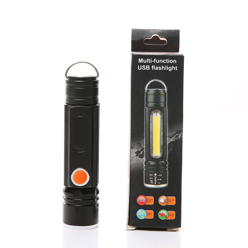 LED Flashlight USB Rechargeable T6 COB Torch Zoom 5 Modes Flash Light Magnetic Attraction Waterproof Outdoor